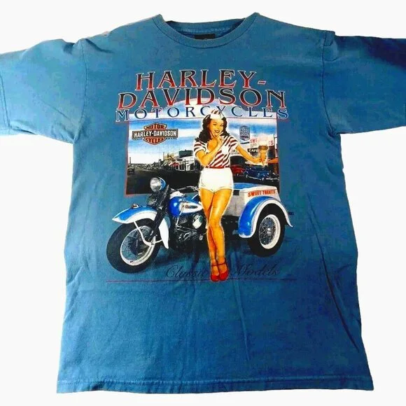 Y2k Harley Davidson T Shirt Motorcycles "Classic Models" Blue Mens Mediu… - Picture 1 of 7